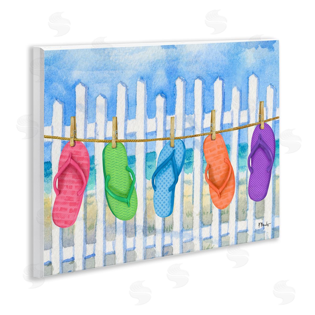 Paul Brent Flip Flop Clothesline Canvas Wall Art Print