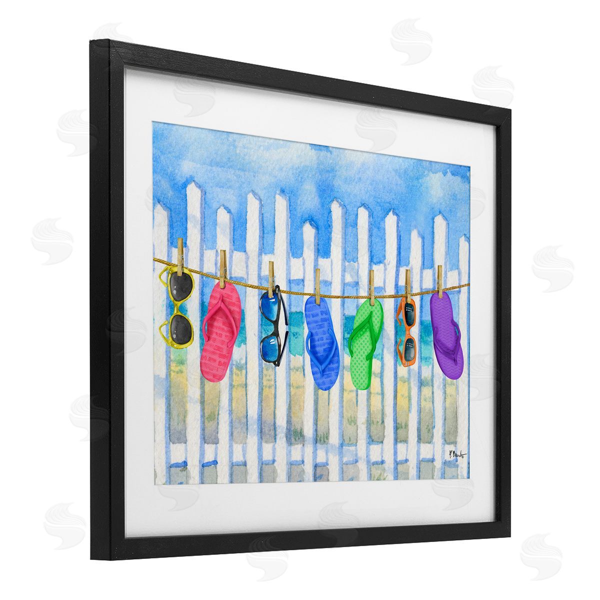 Paul Brent Summer Clothesline with Flip Flops Canvas Wall Art Print