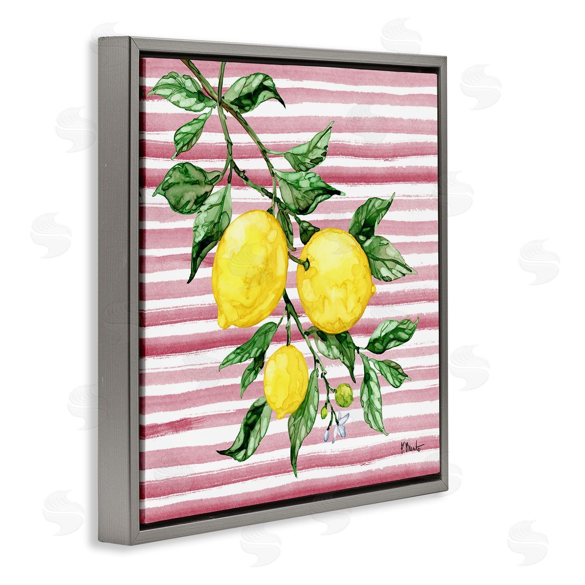 Paul Brent Juicy Lemon Vine on Pink Canvas Wall Art Print