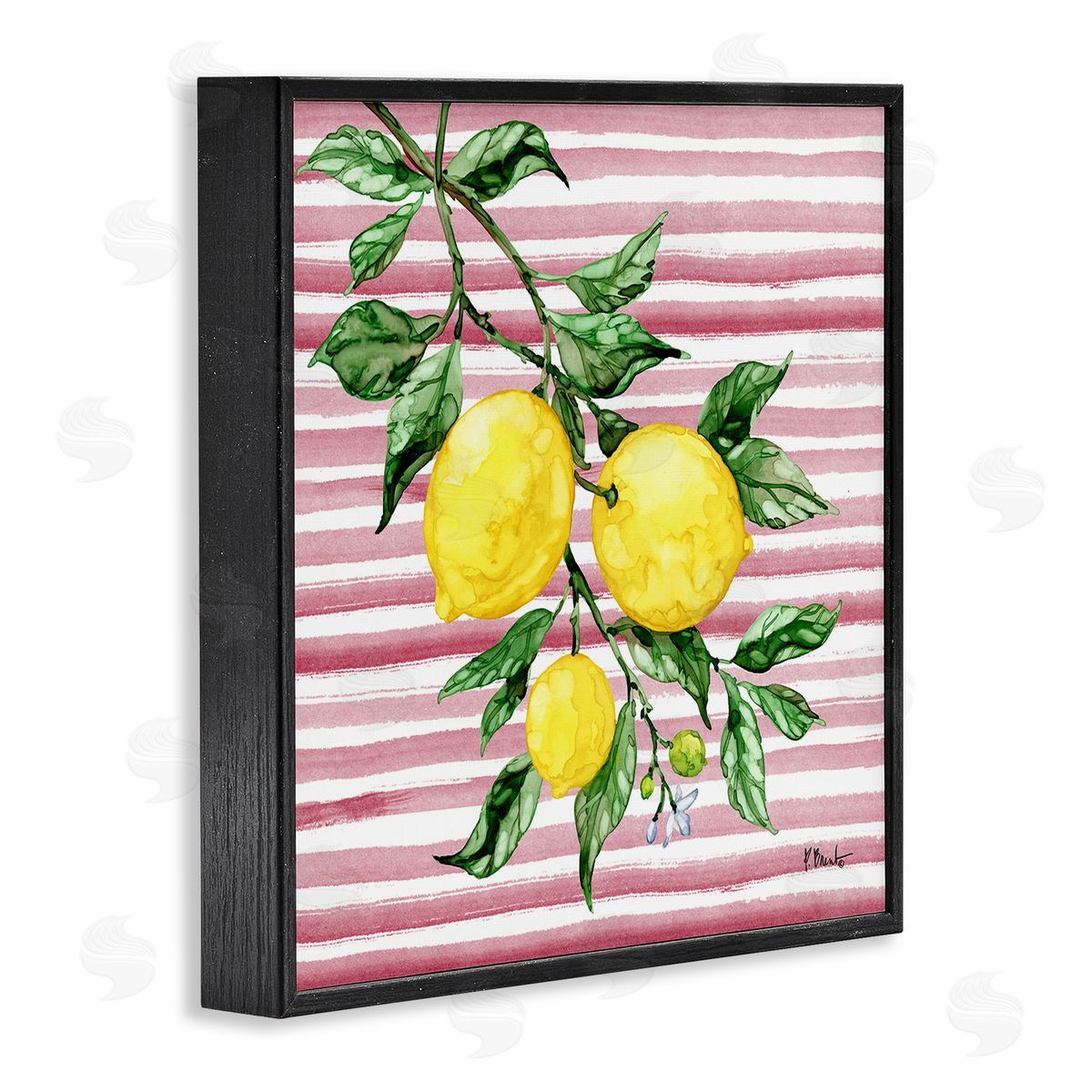 Paul Brent Juicy Lemon Vine on Pink Canvas Wall Art Print