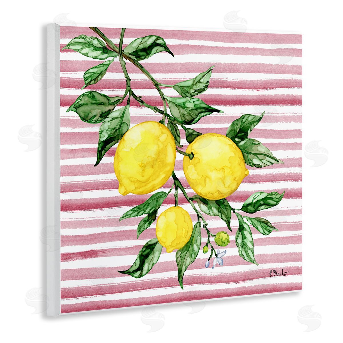 Paul Brent Juicy Lemon Vine on Pink Canvas Wall Art Print