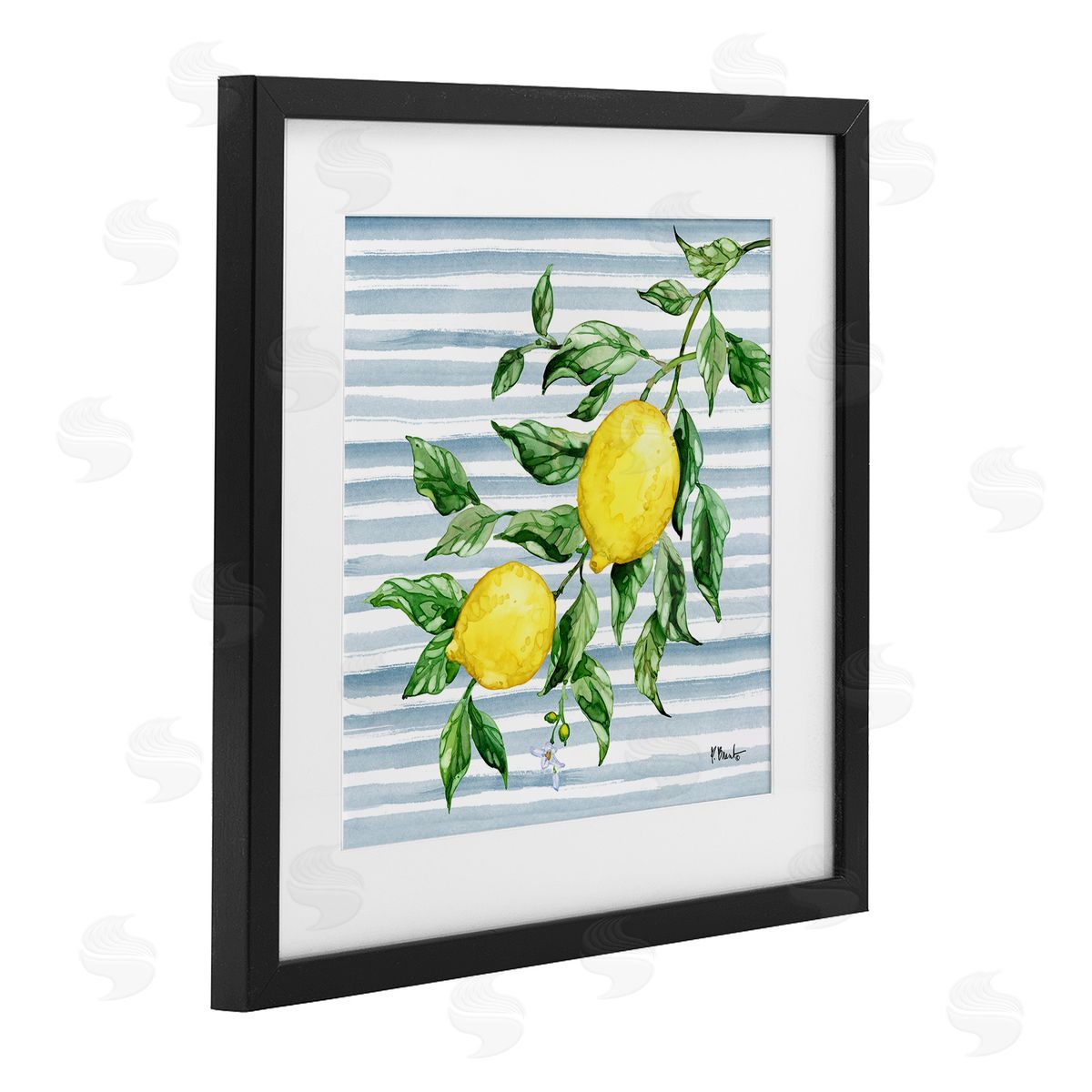 Paul Brent Juicy Lemon Vine on Blue Canvas Wall Art Print