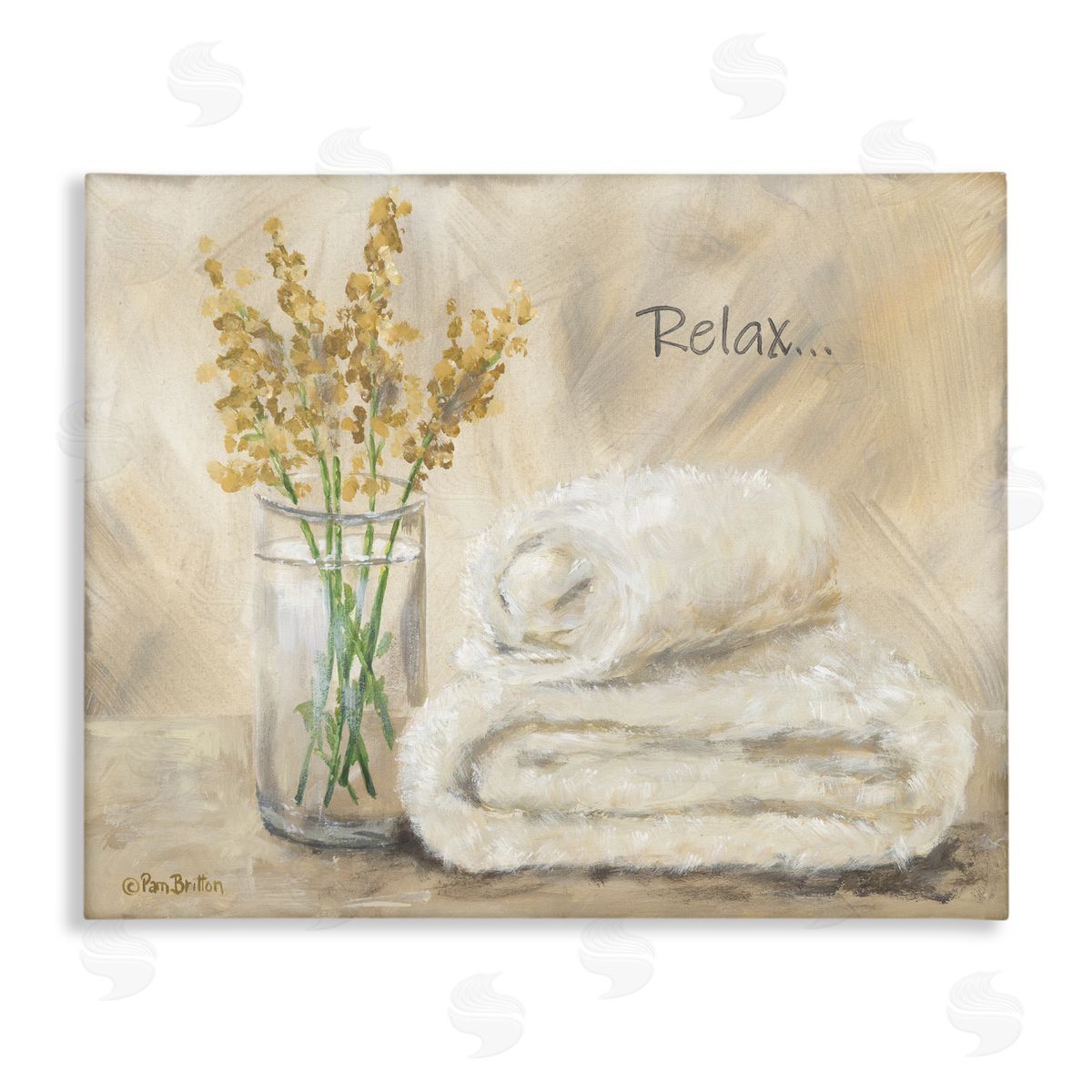 Pam Britton Relax Bath Towel & Botanicals Canvas Wall Art Print