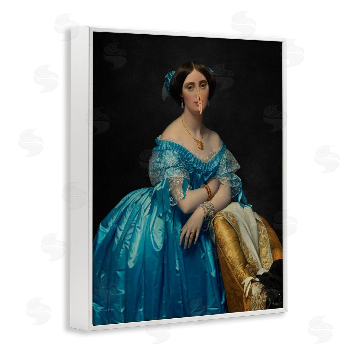 Seven Trees Design Vintage Lady with Clothespin Canvas Wall Art Print