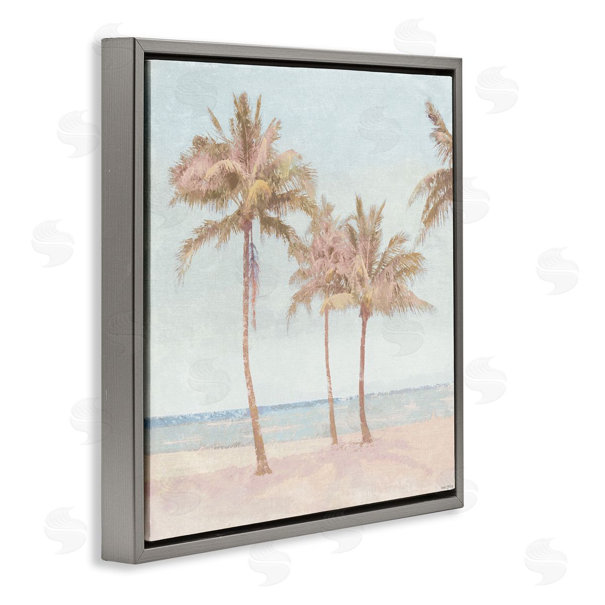 Amber Sterling Faded Palms on Beach Canvas Wall Art Print