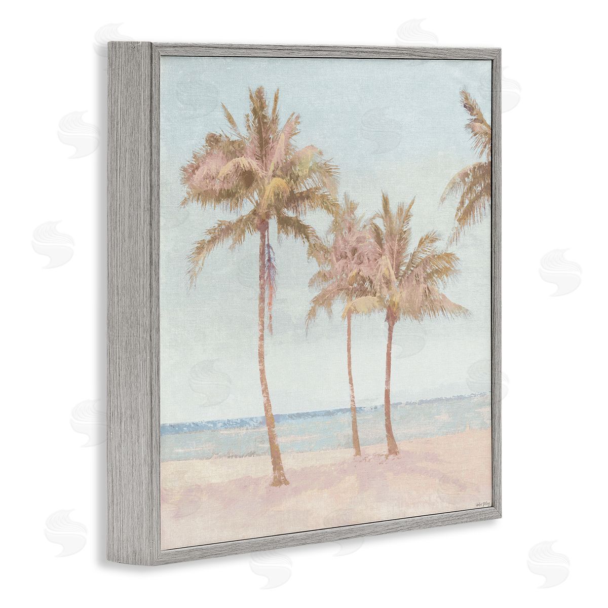 Amber Sterling Faded Palms on Beach Canvas Wall Art Print