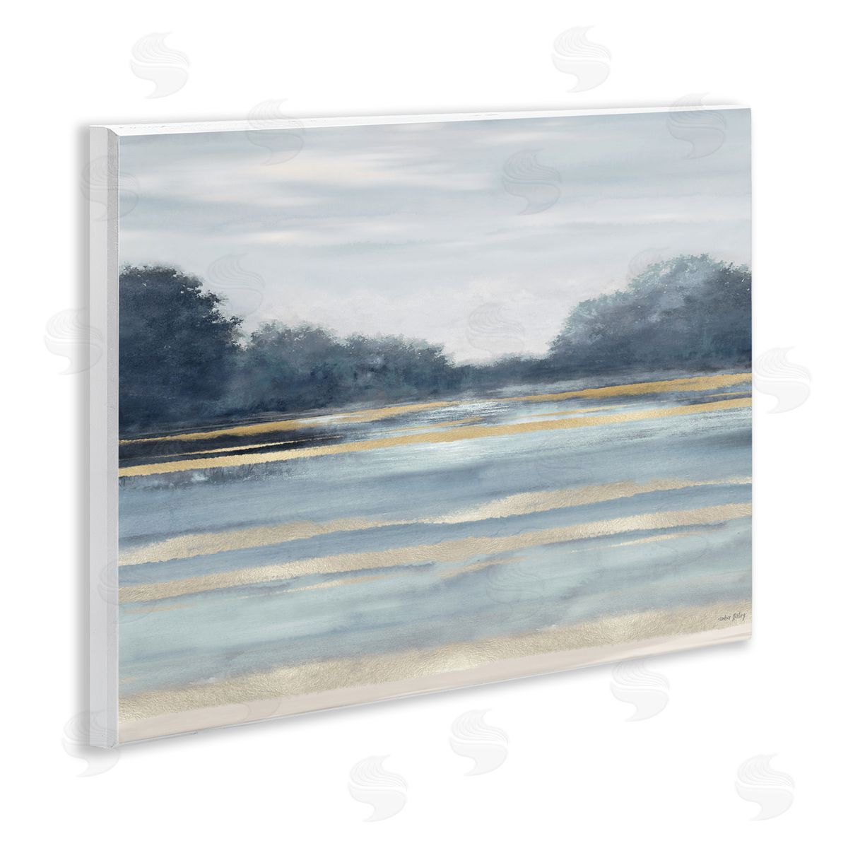 Amber Sterling Lake & Trees Tranquility Canvas Wall Art Print