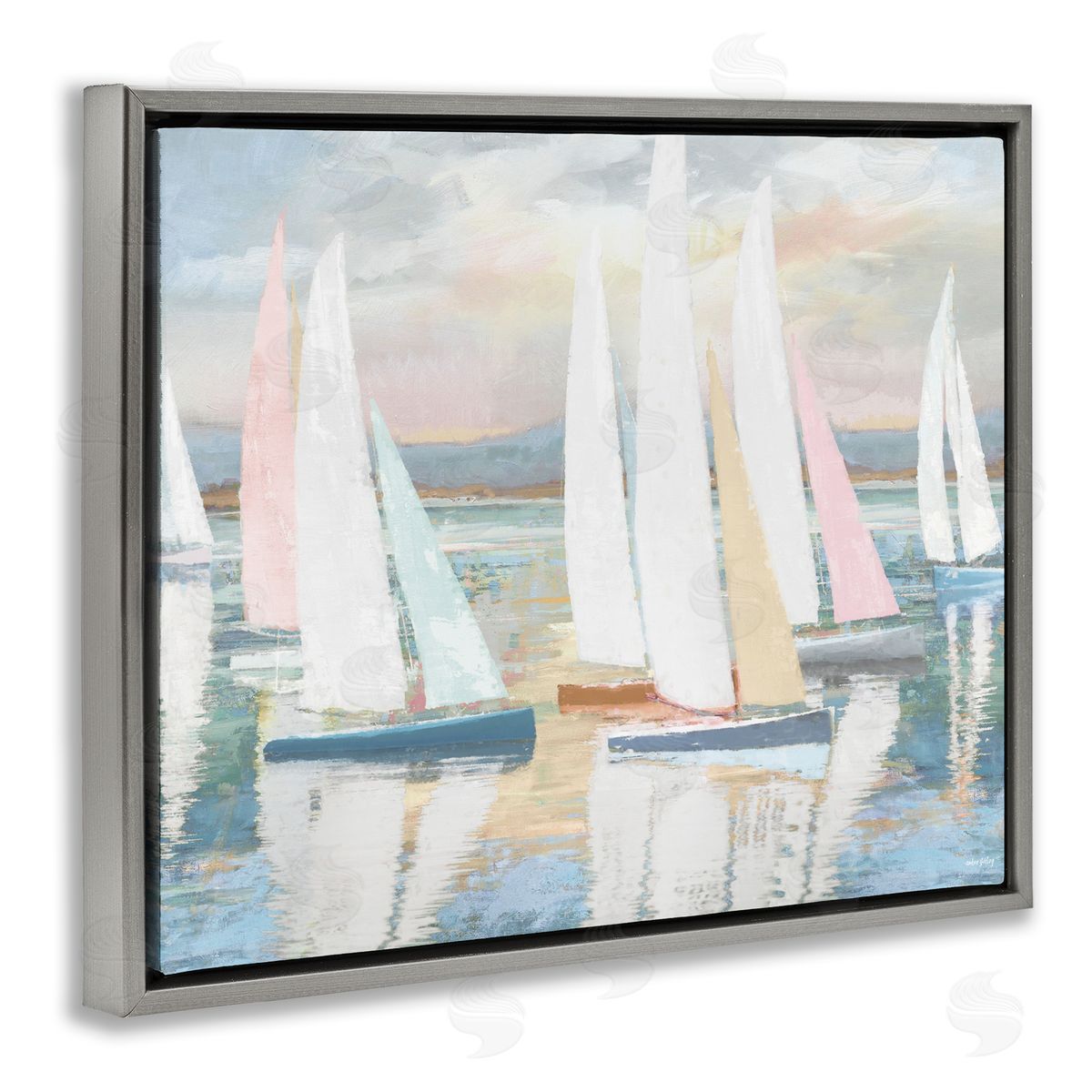 Amber Sterling Pastel Voyage Boats Canvas Wall Art Print