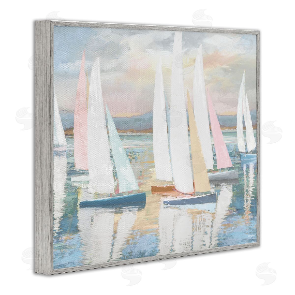 Amber Sterling Pastel Voyage Boats Canvas Wall Art Print