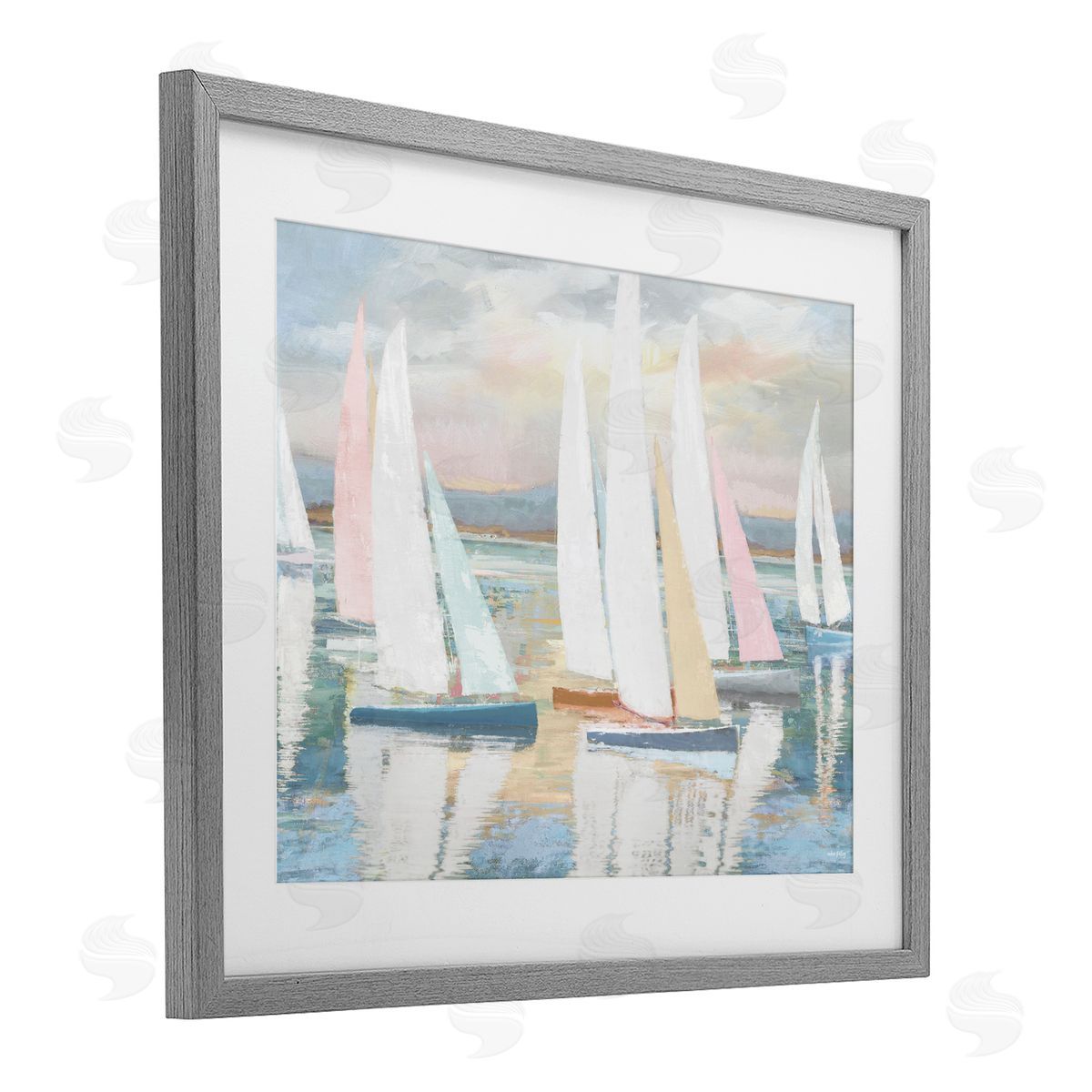 Amber Sterling Pastel Voyage Boats Canvas Wall Art Print