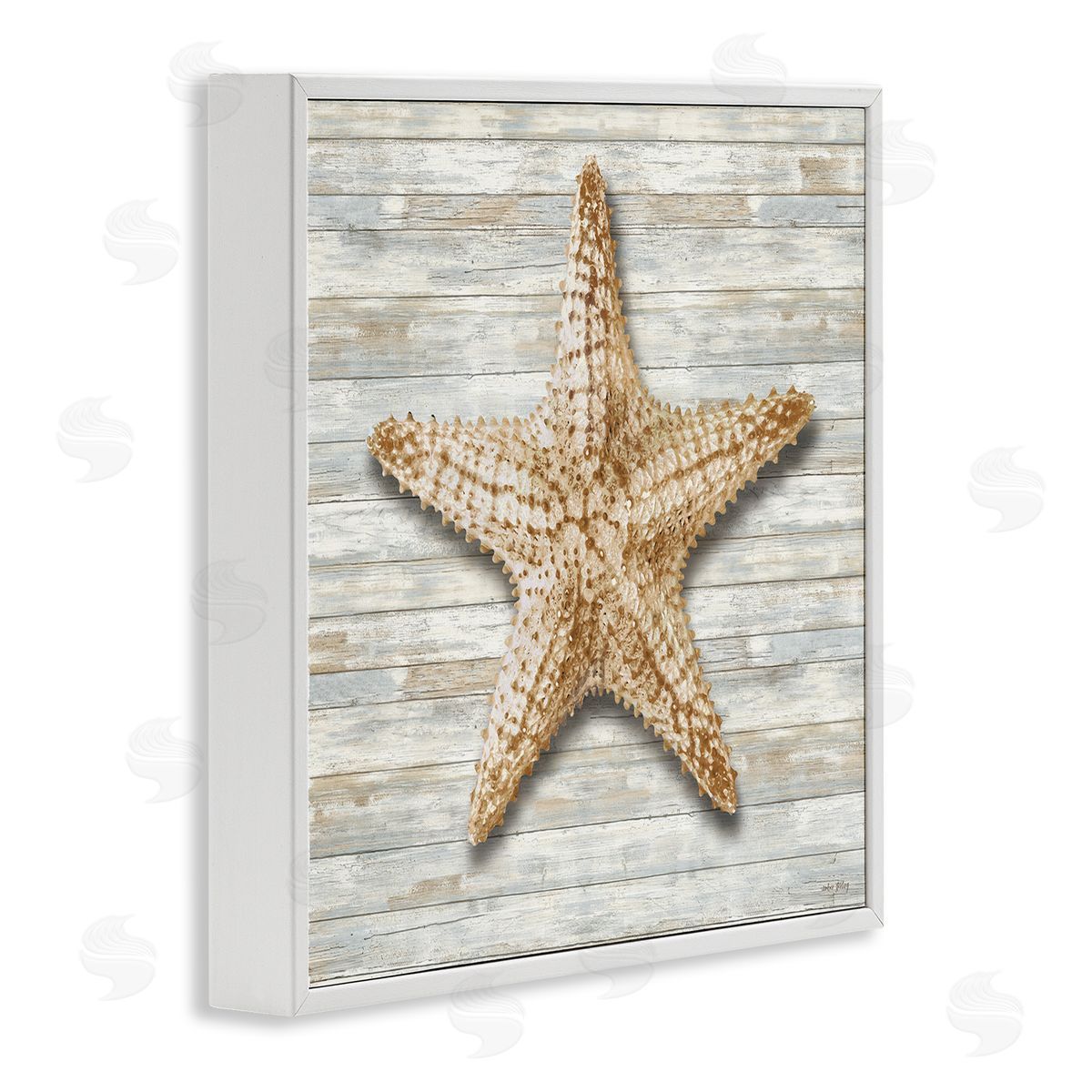 Amber Sterling Starfish On Shiplap Canvas Wall Art Print