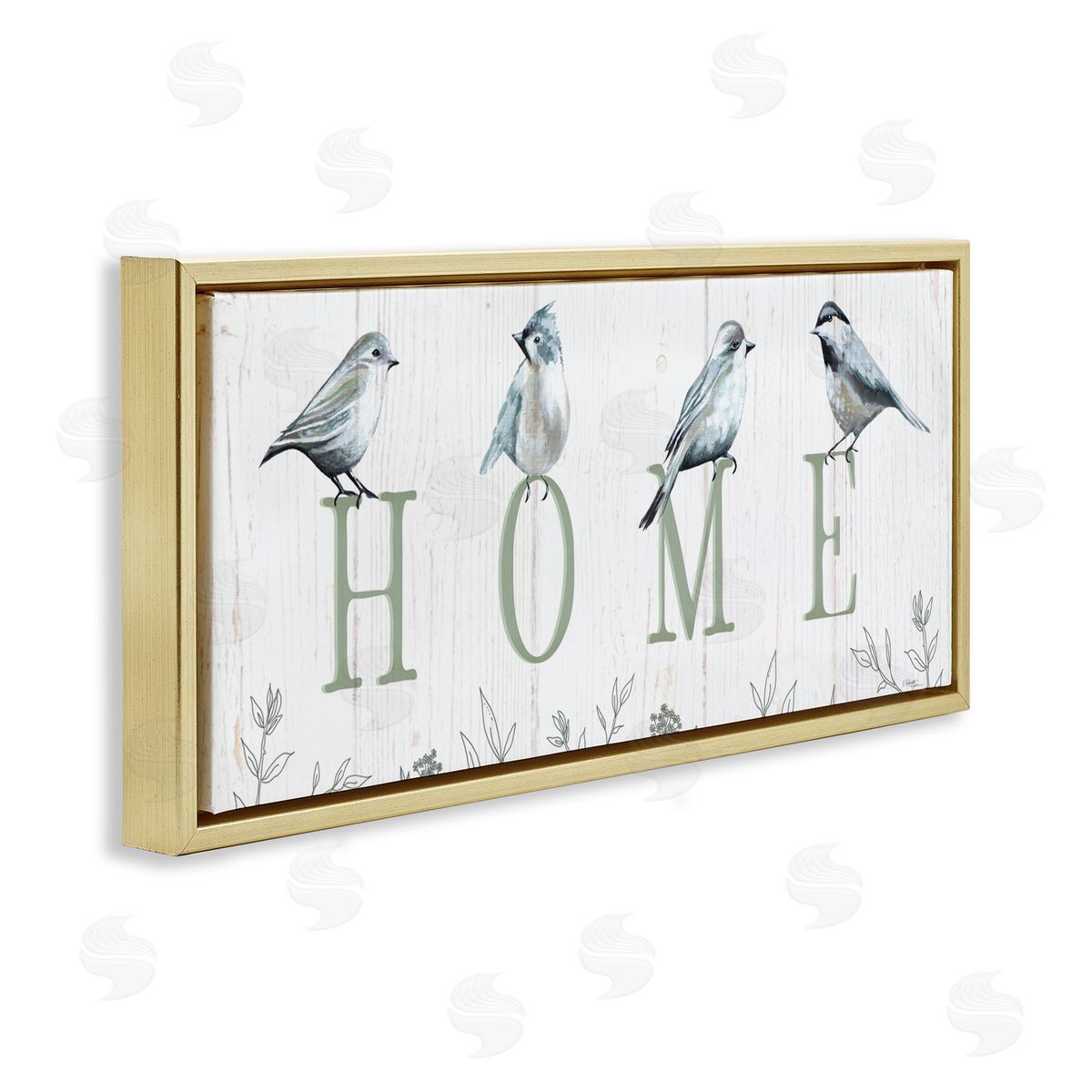 Elizabeth Tyndall Birds Perched Home Letters Canvas Wall Art Print