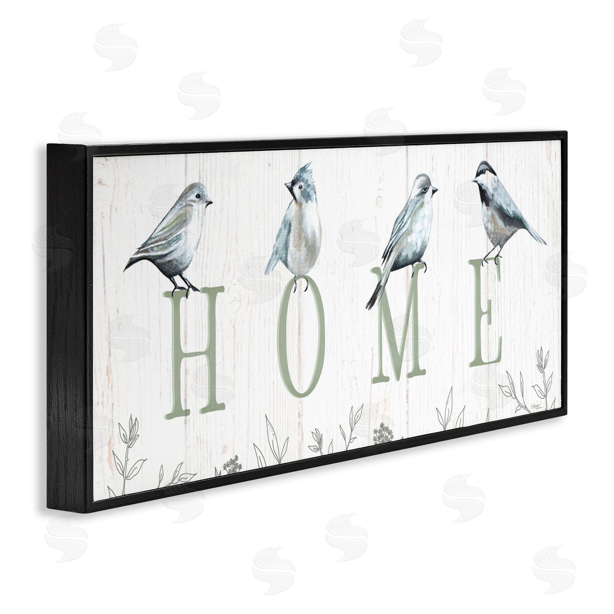 Elizabeth Tyndall Birds Perched Home Letters Canvas Wall Art Print