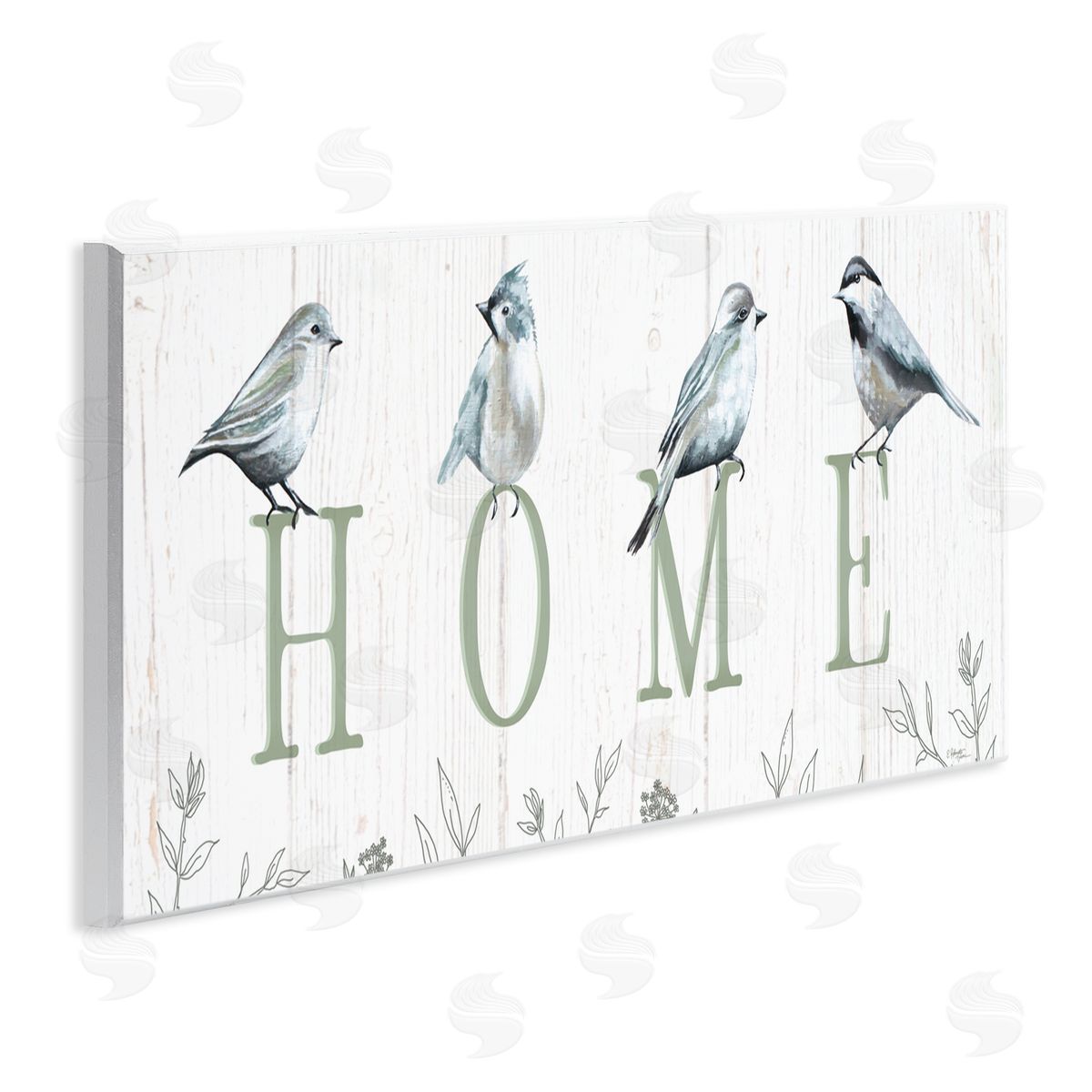 Elizabeth Tyndall Birds Perched Home Letters Canvas Wall Art Print