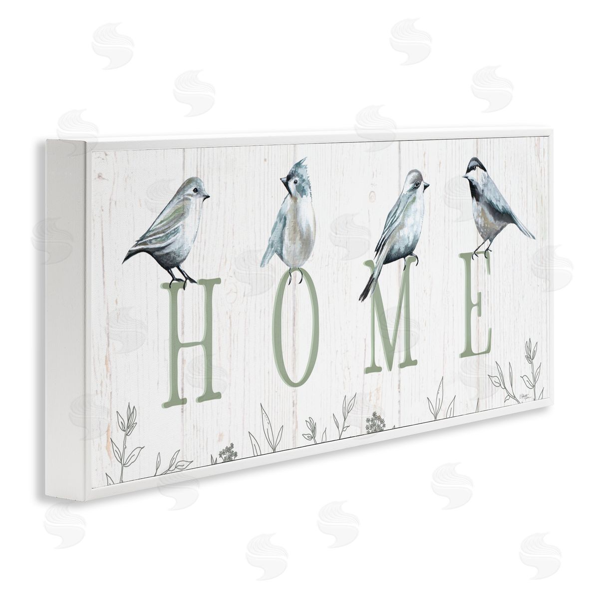 Elizabeth Tyndall Birds Perched Home Letters Canvas Wall Art Print
