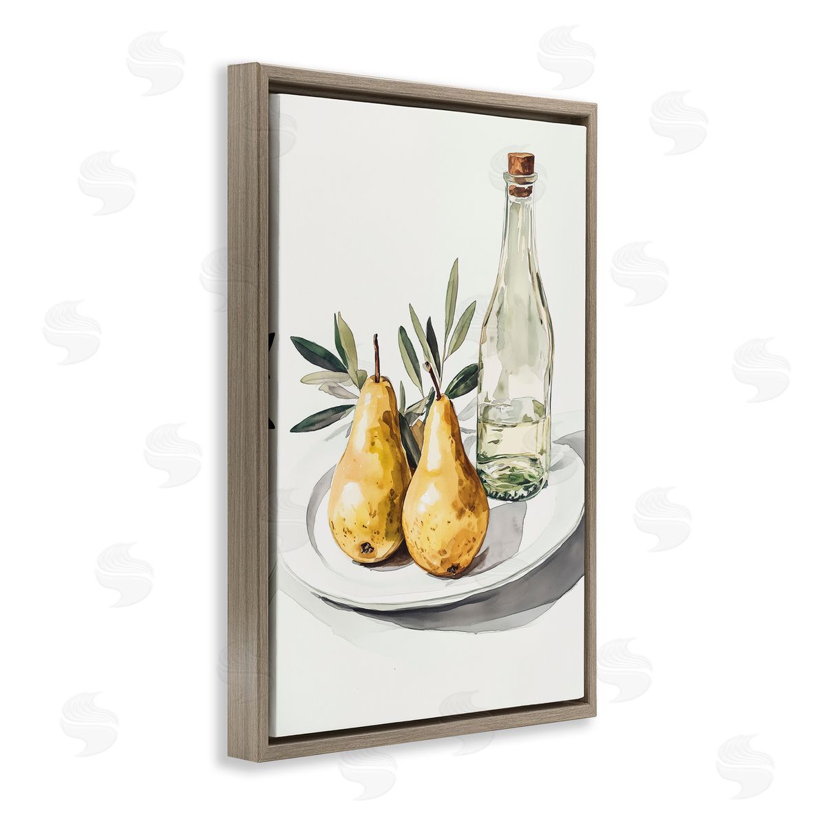 Heidi Kuntz Pears and Bottle Platter Canvas Wall Art Print