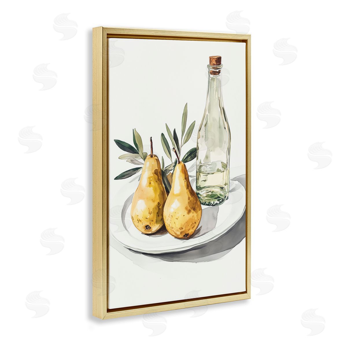 Heidi Kuntz Pears and Bottle Platter Canvas Wall Art Print