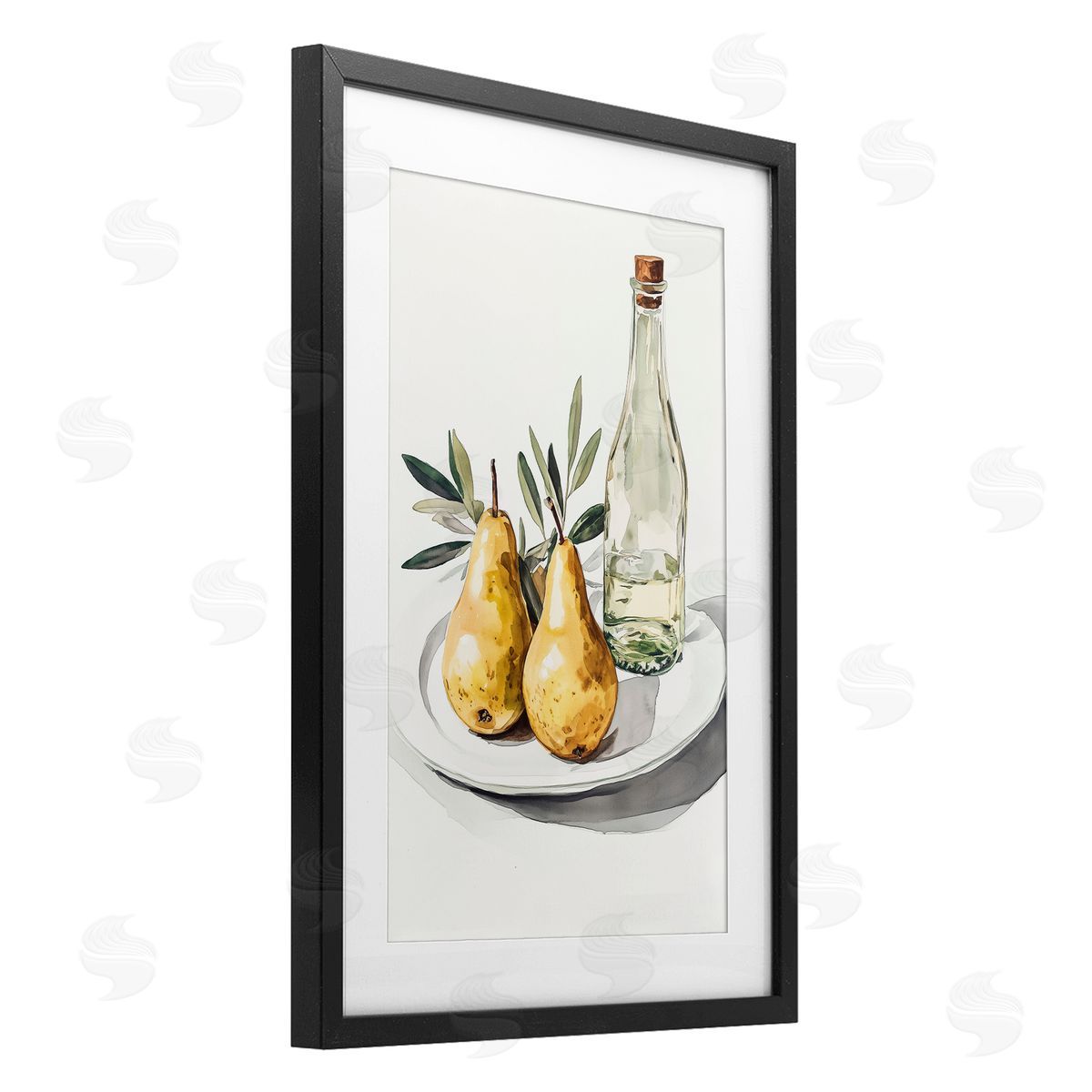 Heidi Kuntz Pears and Bottle Platter Canvas Wall Art Print