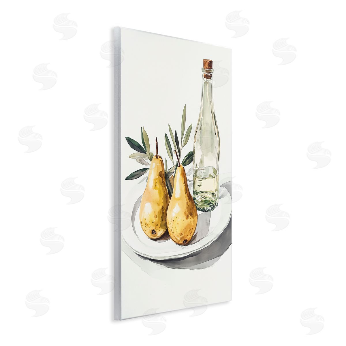 Heidi Kuntz Pears and Bottle Platter Canvas Wall Art Print