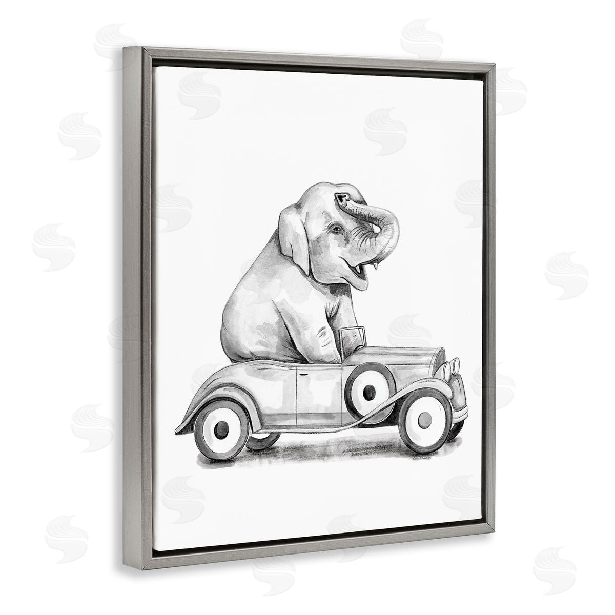 Rachel Nieman Elephant in Vintage Vehicle Canvas Wall Art Print