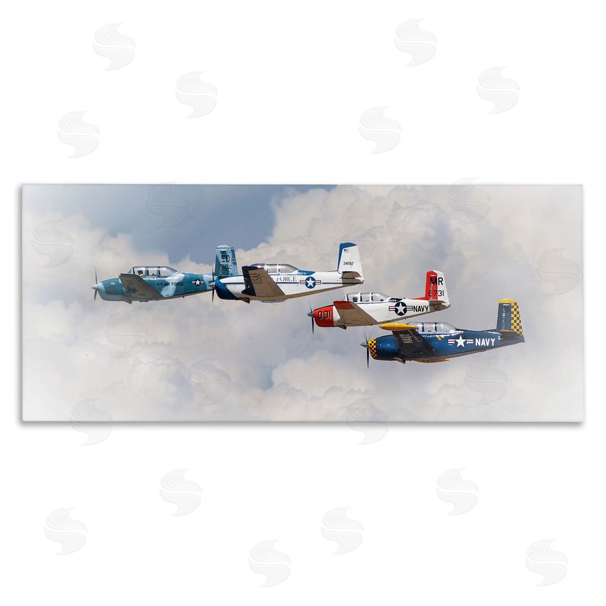 JG Studios Vintage USA Airplanes Canvas Wall Art Print