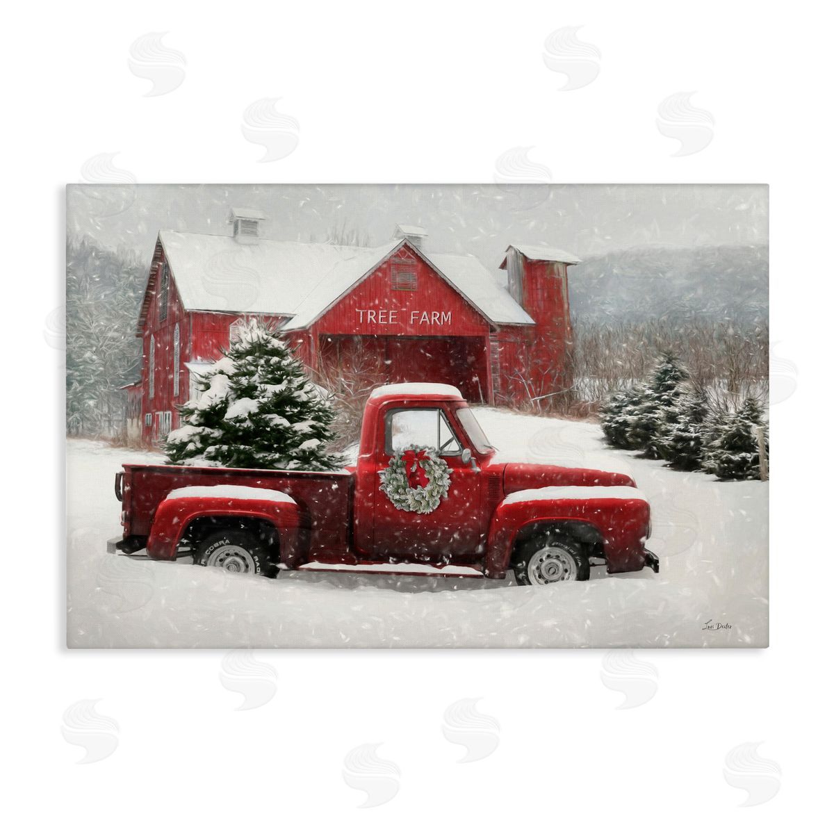 Lori Deiter Festive Tree Farm Pickup Canvas Wall Art Print