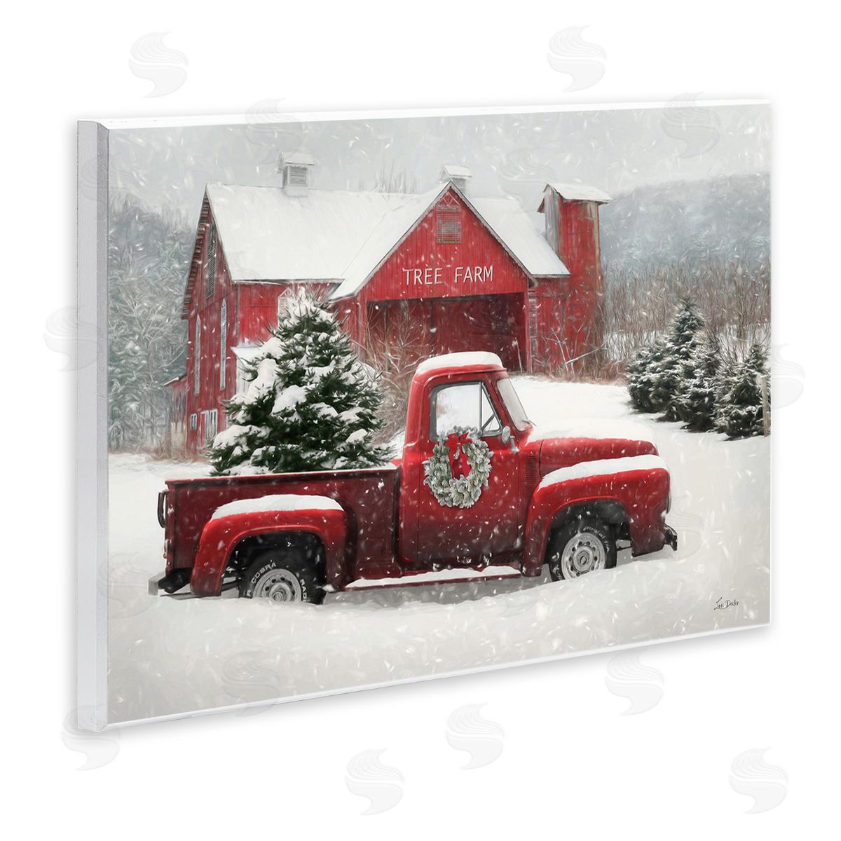 Lori Deiter Festive Tree Farm Pickup Canvas Wall Art Print