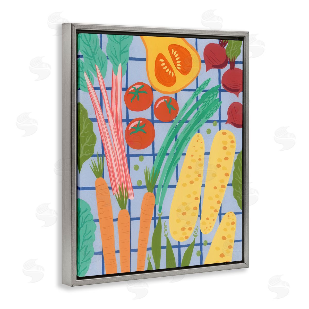 Courtney Haley Veggie Harvest on Checkered Canvas Wall Art Print