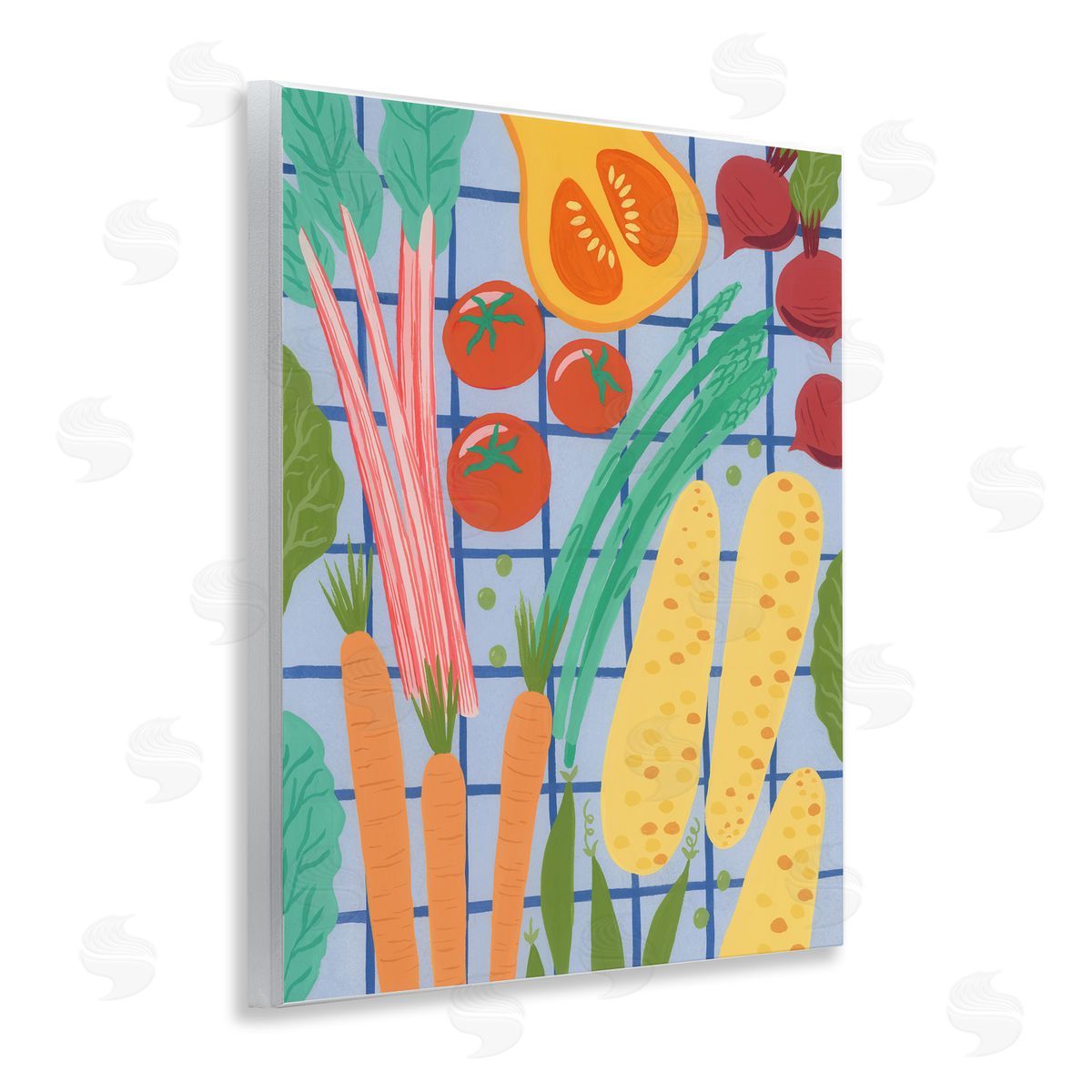 Courtney Haley Veggie Harvest on Checkered Canvas Wall Art Print