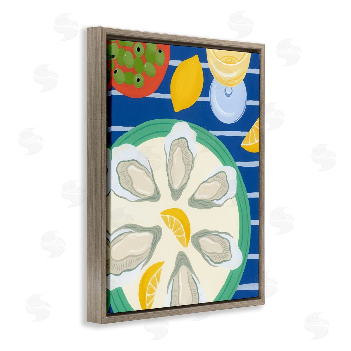 Courtney Haley Oyster Plate on Stripes Canvas Wall Art Print