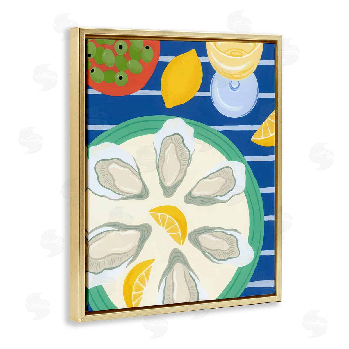 Courtney Haley Oyster Plate on Stripes Canvas Wall Art Print