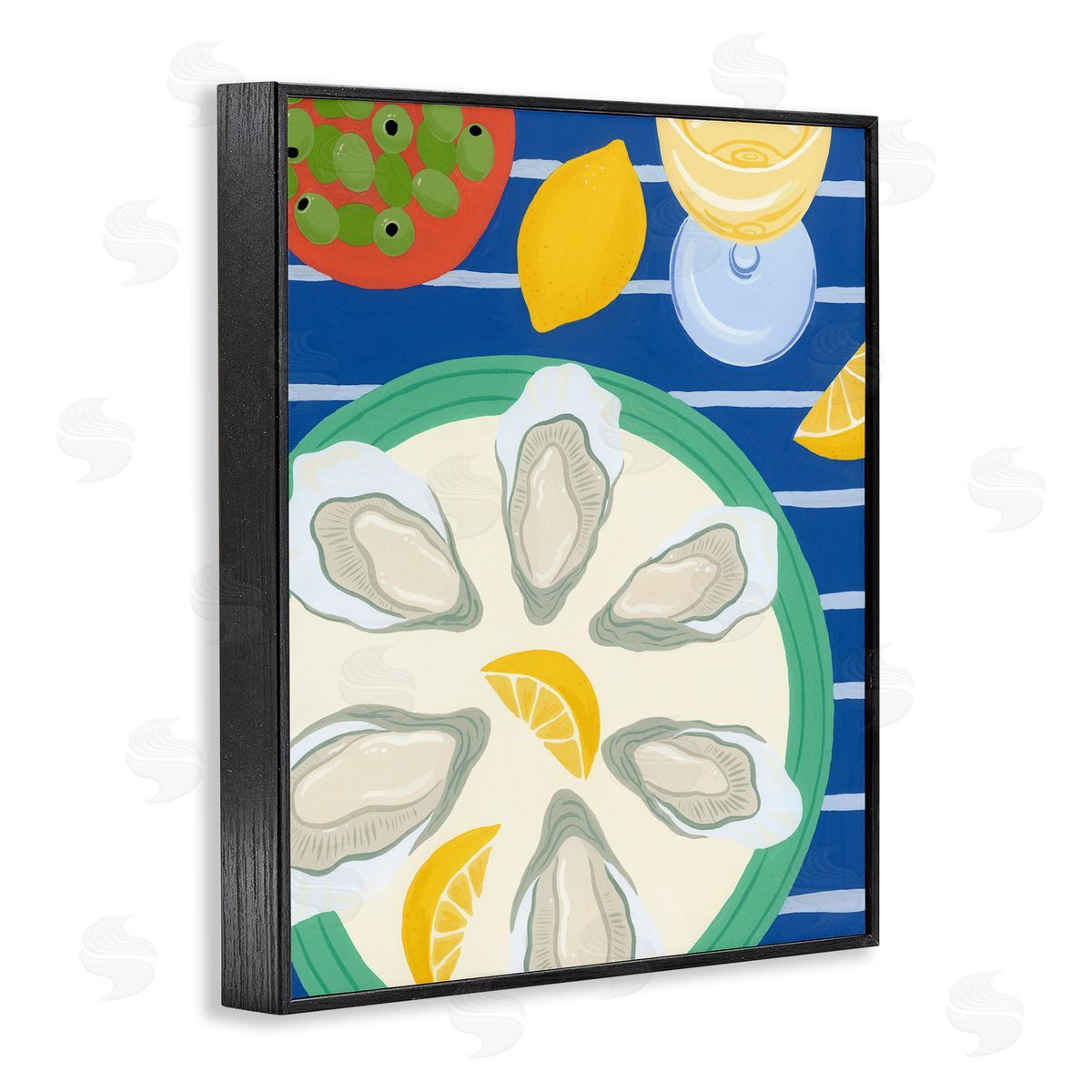Courtney Haley Oyster Plate on Stripes Canvas Wall Art Print