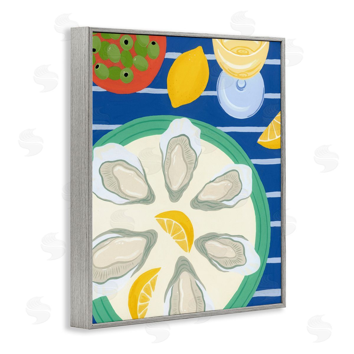 Courtney Haley Oyster Plate on Stripes Canvas Wall Art Print