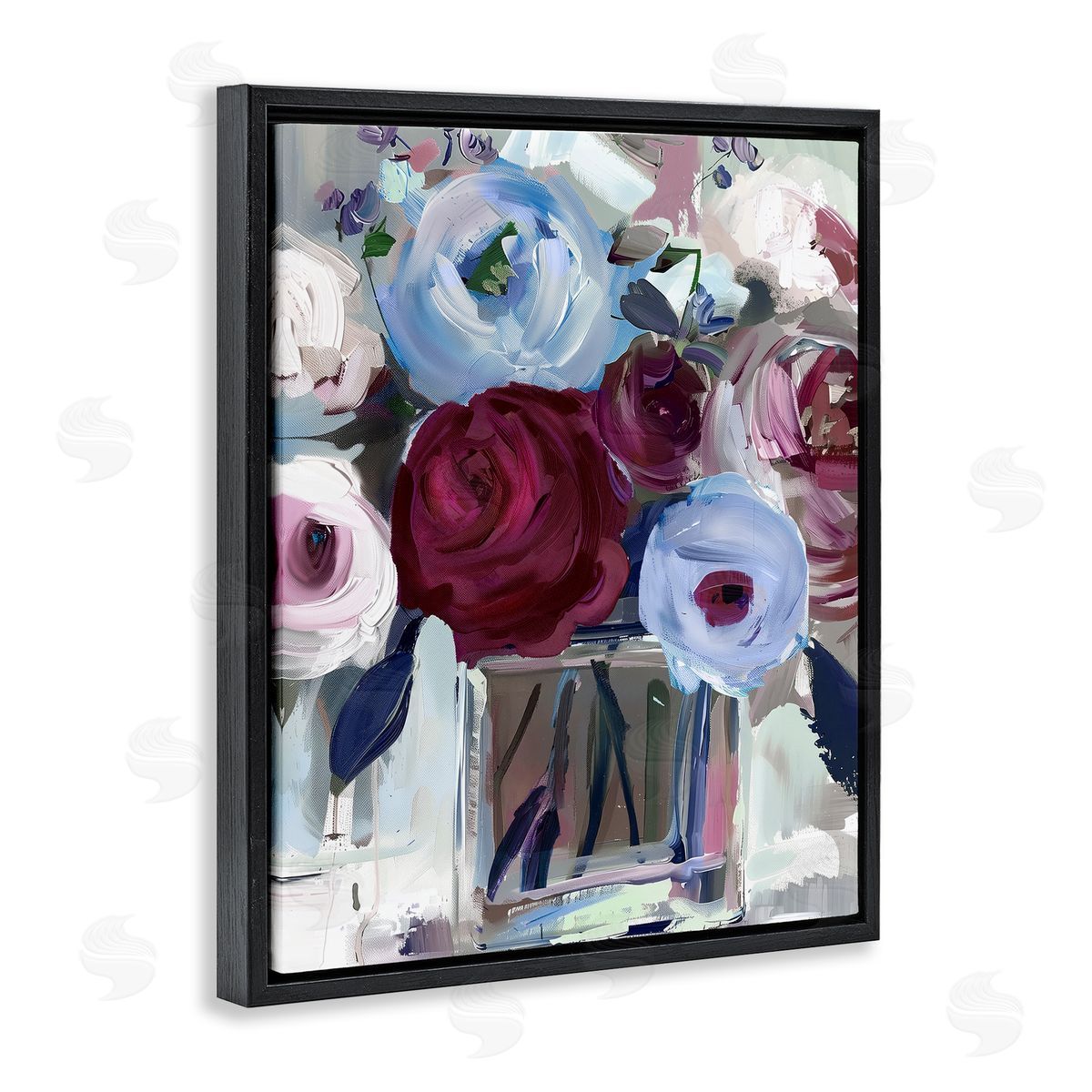 Annabelle Hall Wine and Wedgewood Flowers Canvas Wall Art Print