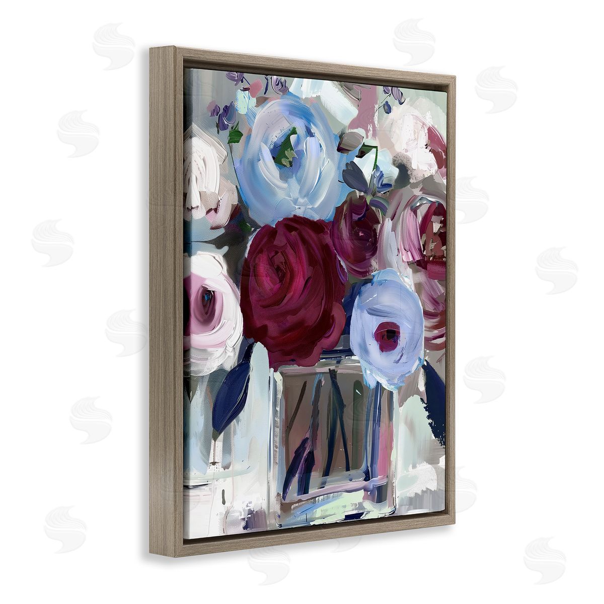 Annabelle Hall Wine and Wedgewood Flowers Canvas Wall Art Print