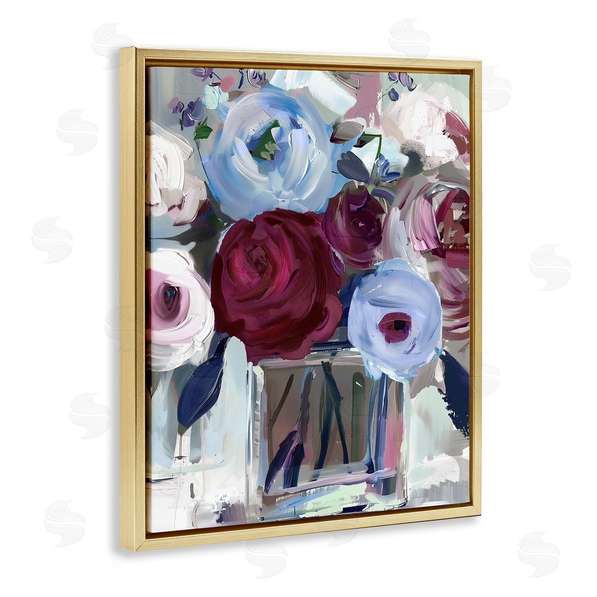 Annabelle Hall Wine and Wedgewood Flowers Canvas Wall Art Print