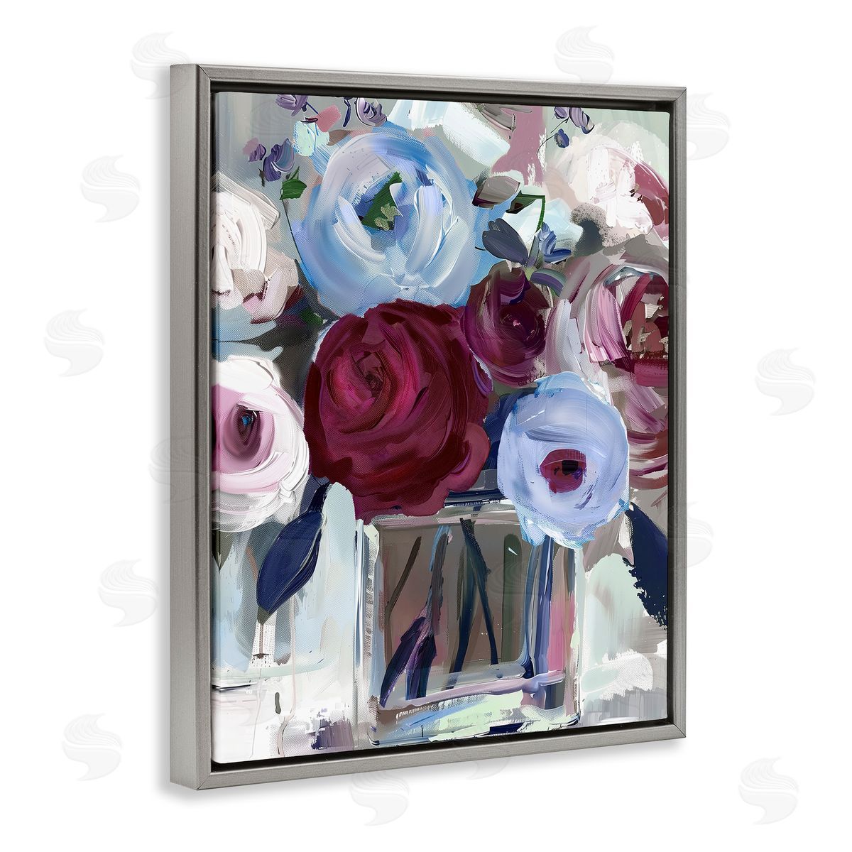 Annabelle Hall Wine and Wedgewood Flowers Canvas Wall Art Print
