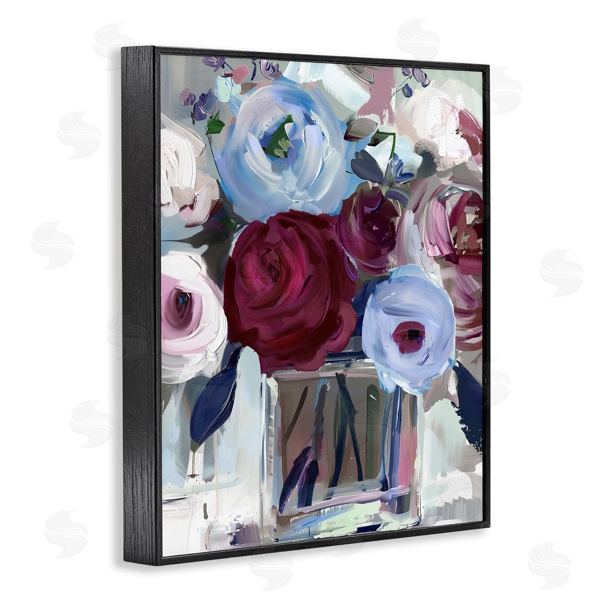 Annabelle Hall Wine and Wedgewood Flowers Canvas Wall Art Print