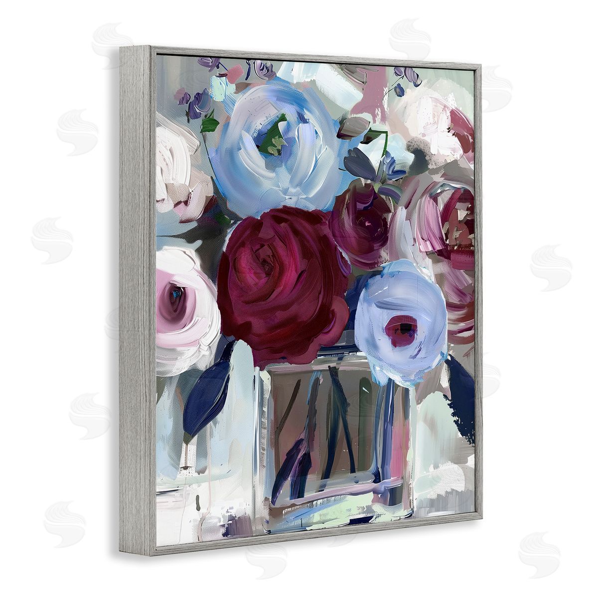 Annabelle Hall Wine and Wedgewood Flowers Canvas Wall Art Print