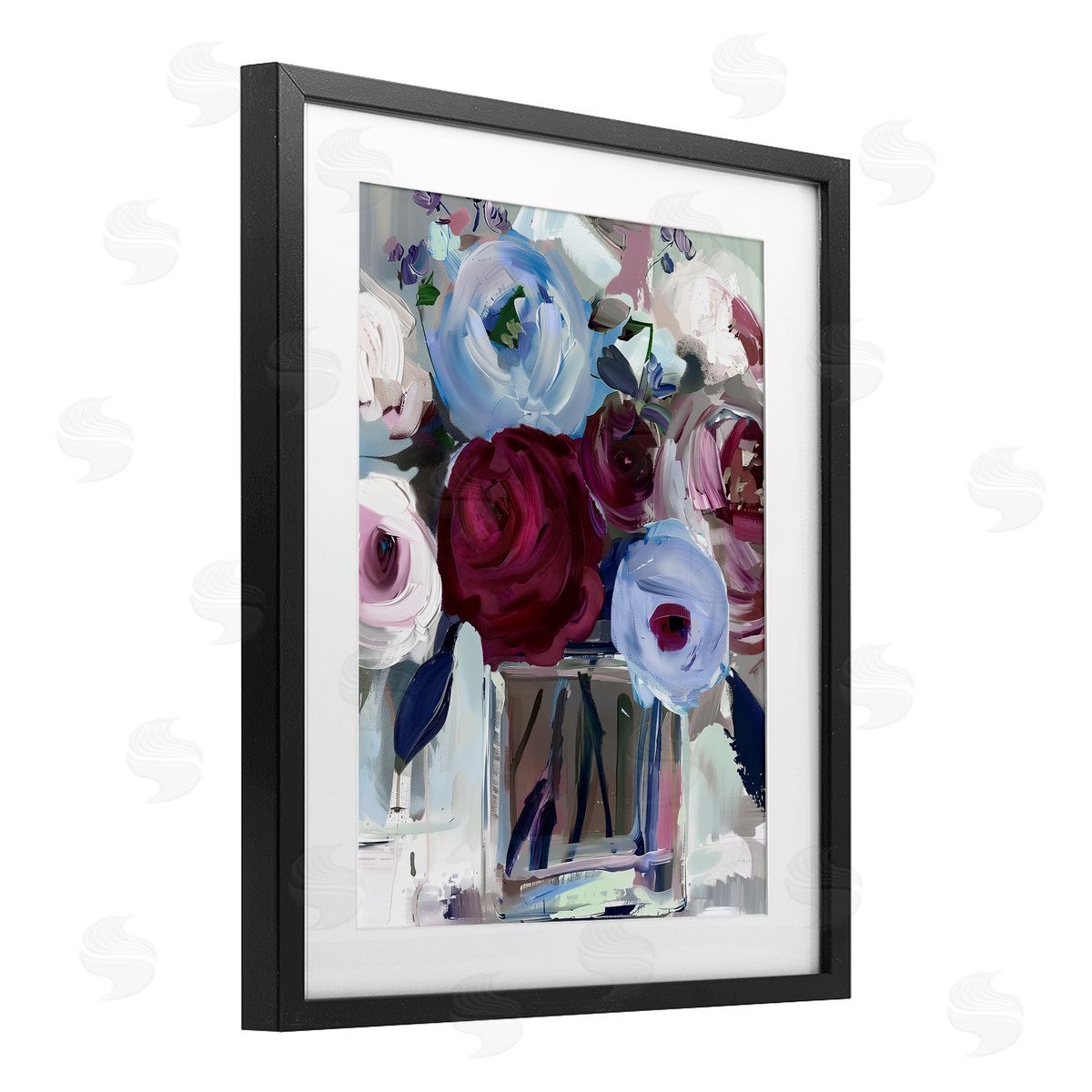Annabelle Hall Wine and Wedgewood Flowers Canvas Wall Art Print
