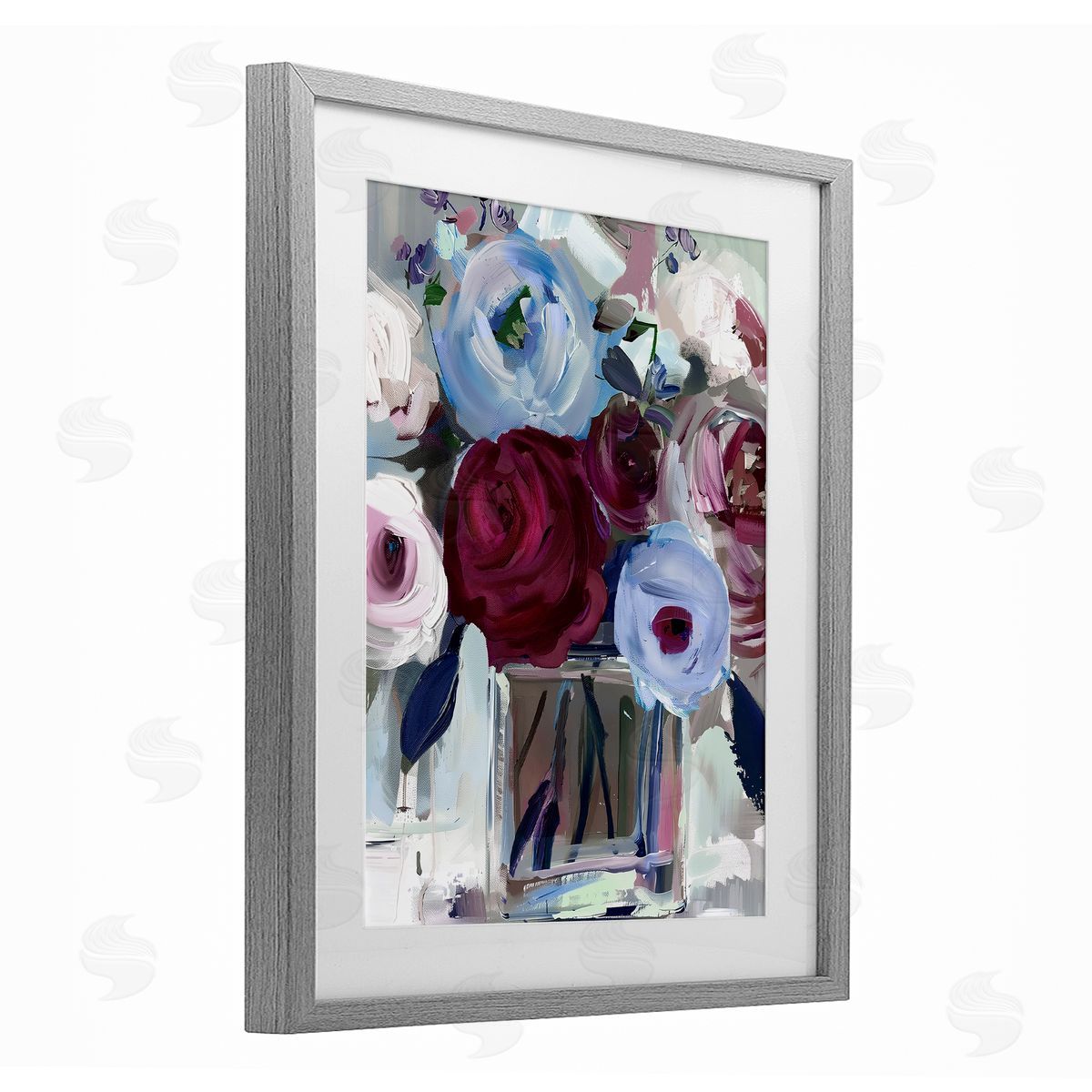 Annabelle Hall Wine and Wedgewood Flowers Canvas Wall Art Print