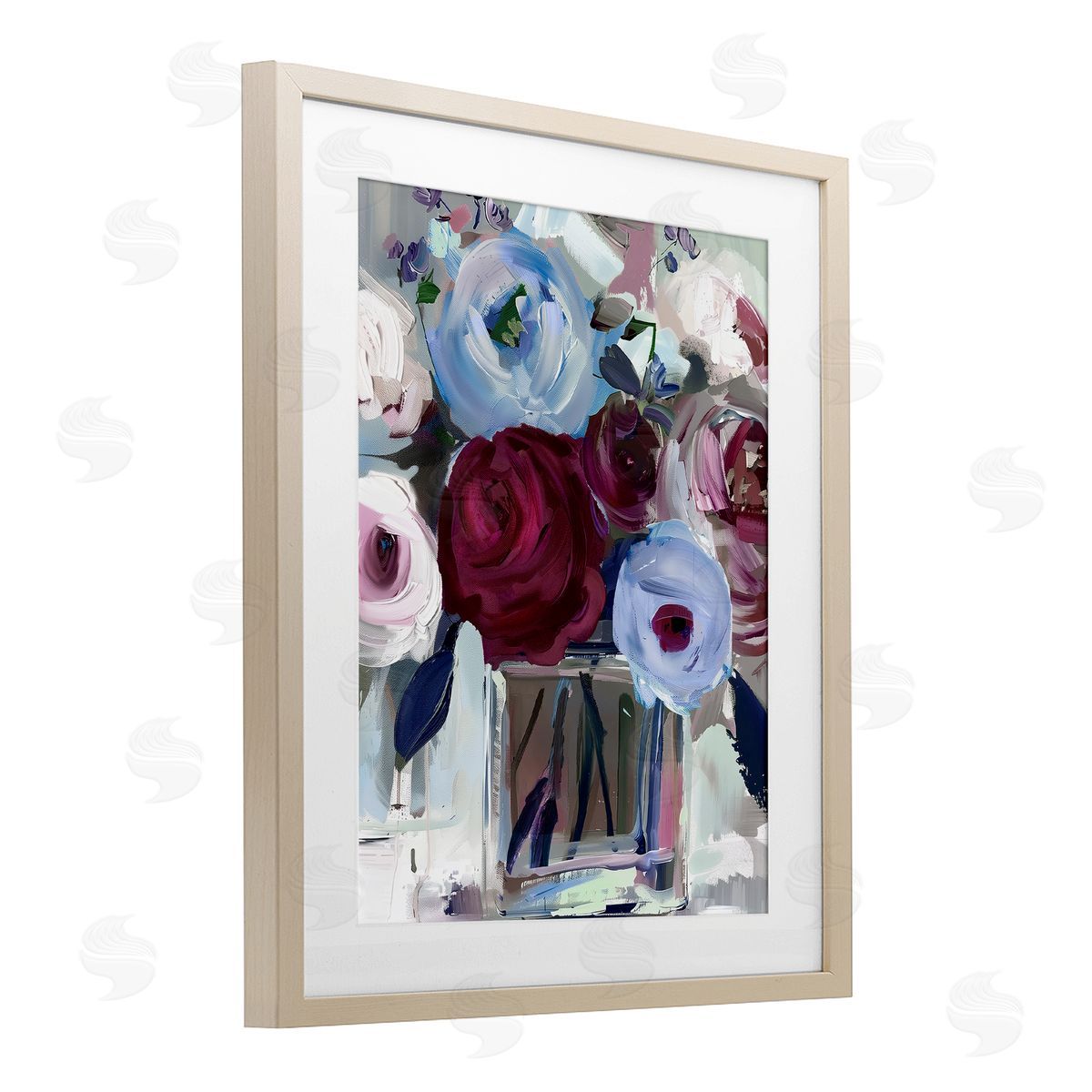Annabelle Hall Wine and Wedgewood Flowers Canvas Wall Art Print