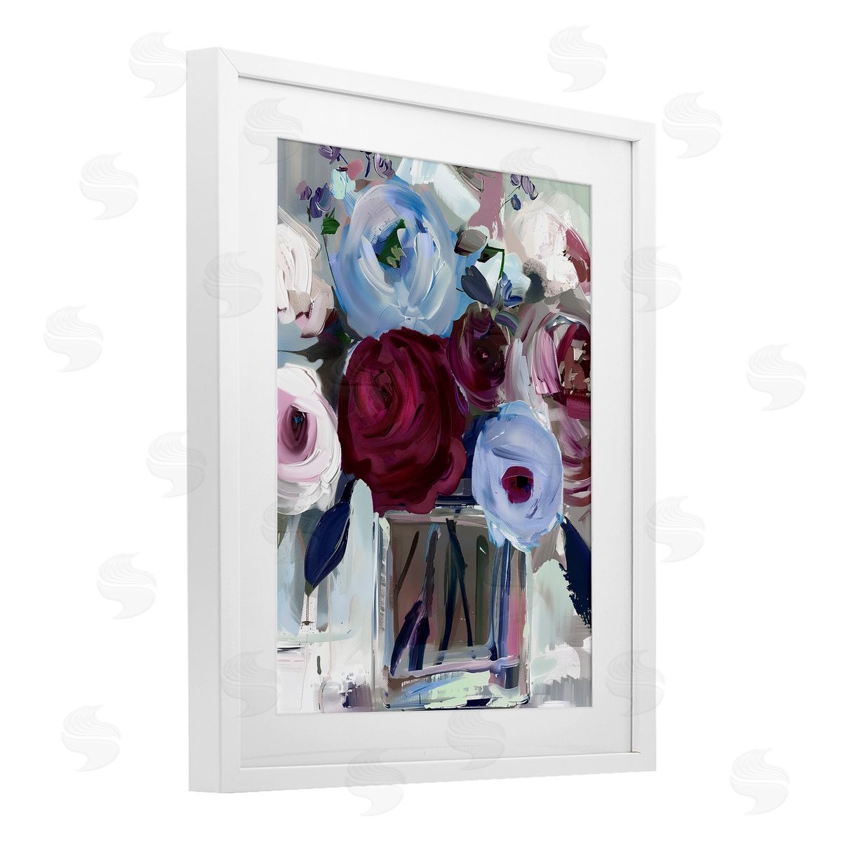 Annabelle Hall Wine and Wedgewood Flowers Canvas Wall Art Print