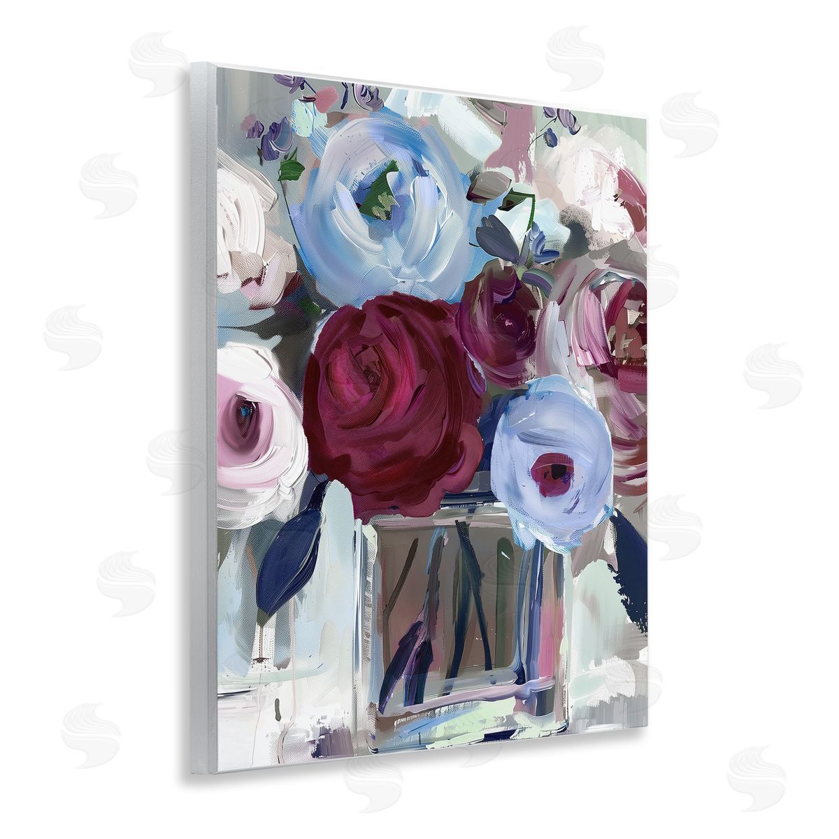 Annabelle Hall Wine and Wedgewood Flowers Canvas Wall Art Print