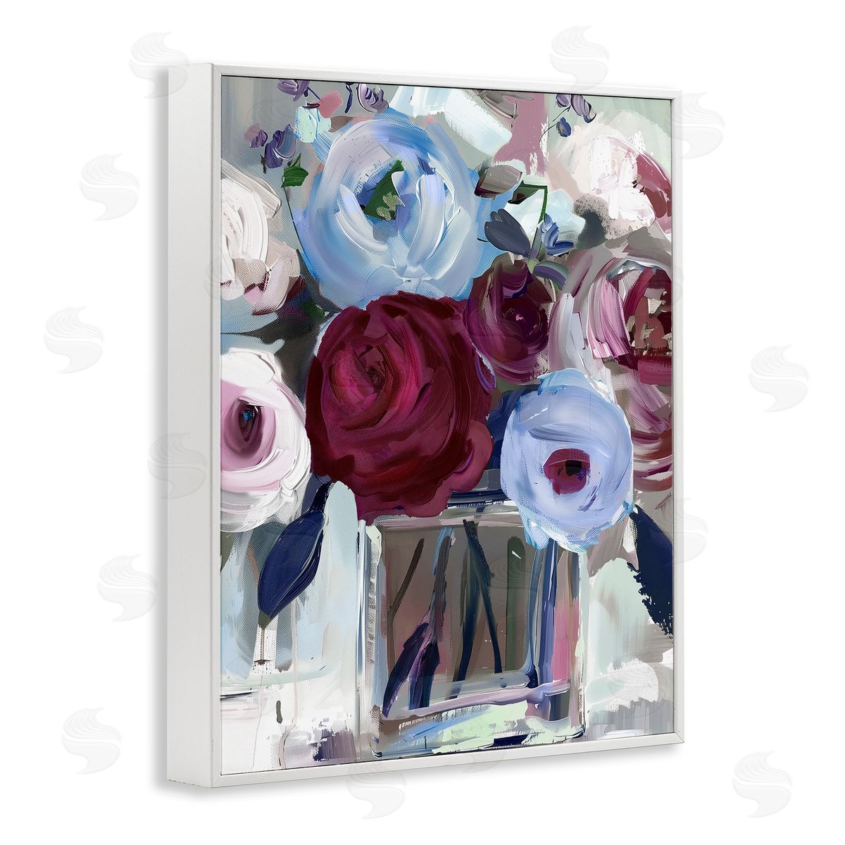 Annabelle Hall Wine and Wedgewood Flowers Canvas Wall Art Print