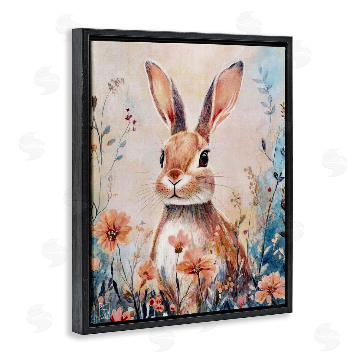 Sara Culpepper Rabbit with Wild Daisies Canvas Wall Art Print