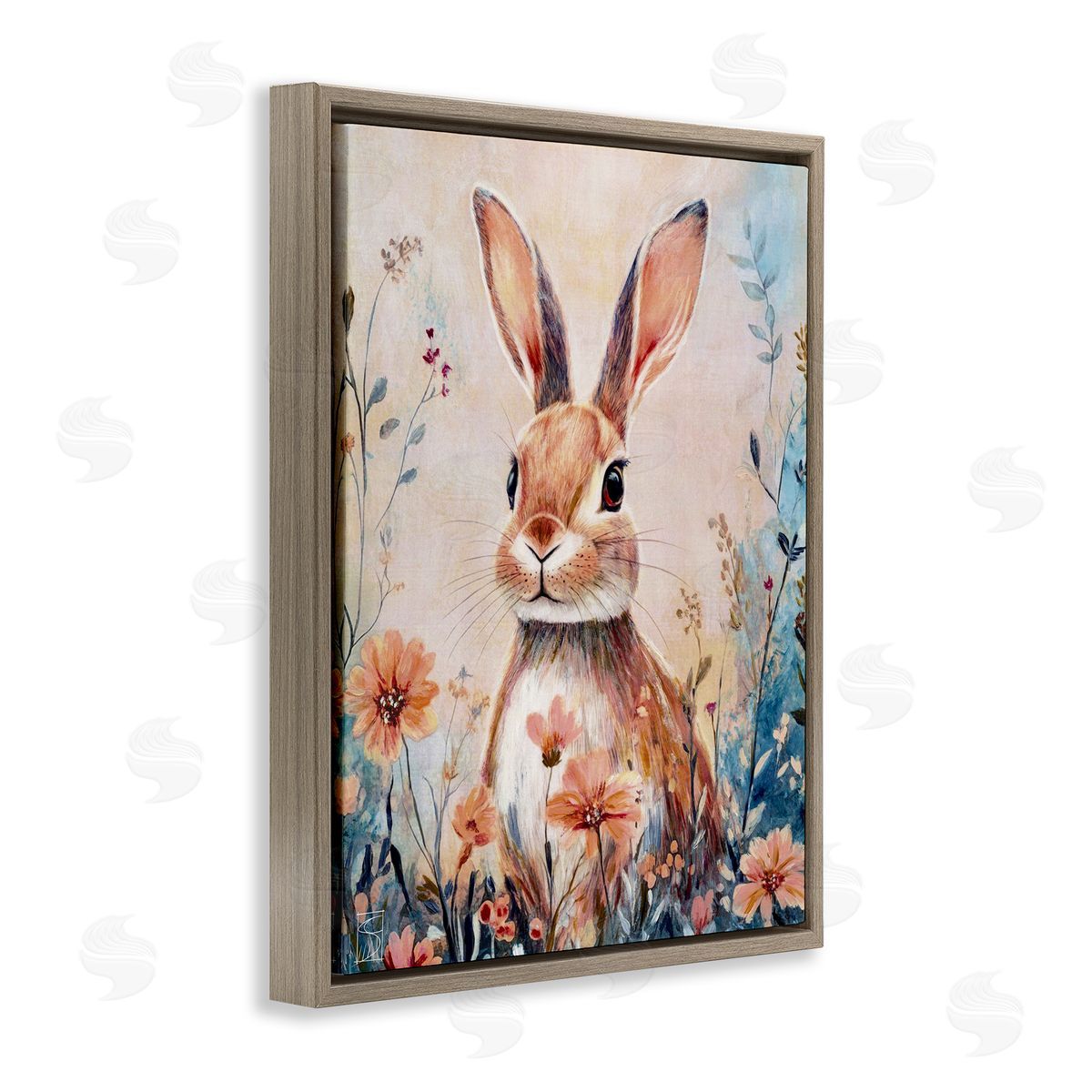 Sara Culpepper Rabbit with Wild Daisies Canvas Wall Art Print