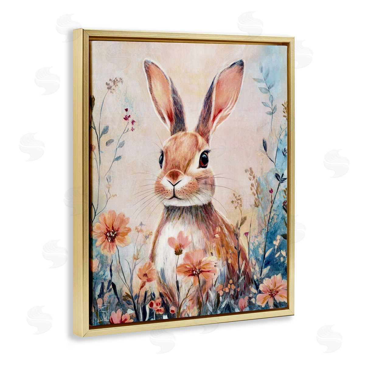 Sara Culpepper Rabbit with Wild Daisies Canvas Wall Art Print