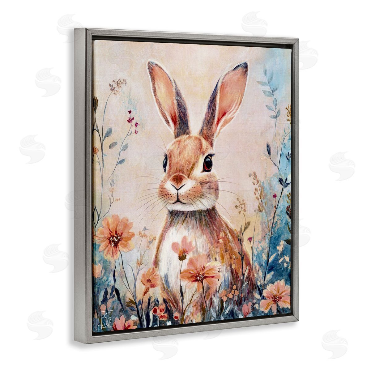 Sara Culpepper Rabbit with Wild Daisies Canvas Wall Art Print