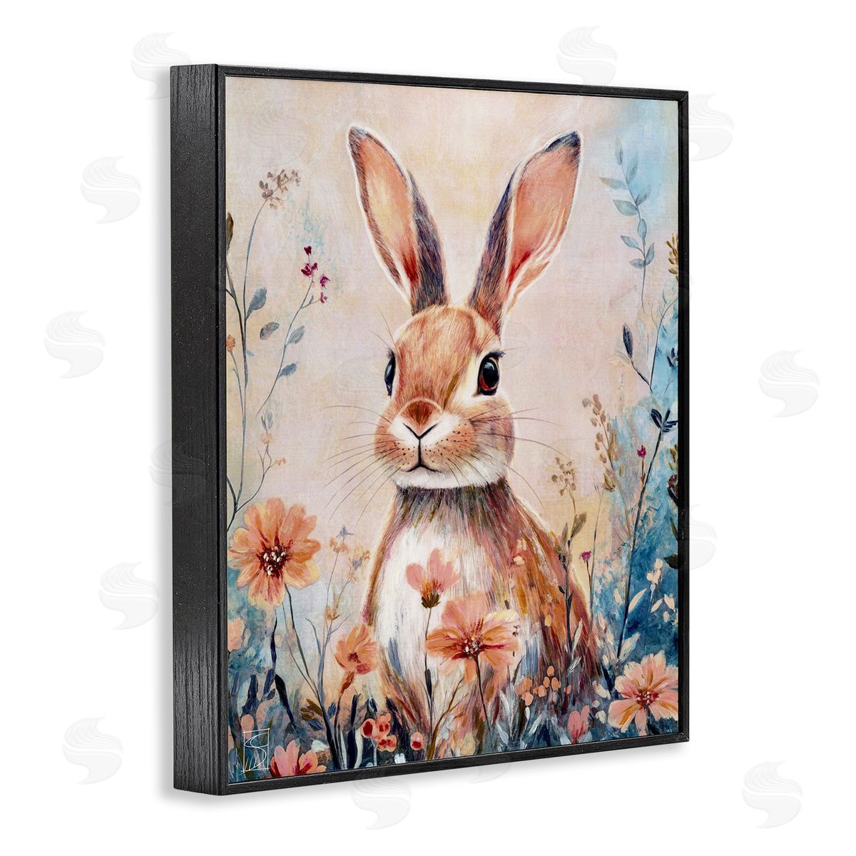 Sara Culpepper Rabbit with Wild Daisies Canvas Wall Art Print